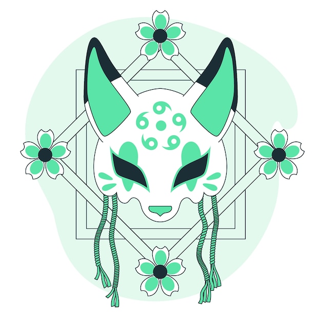 Vecteur gratuit illustration de concept de masque kitsune