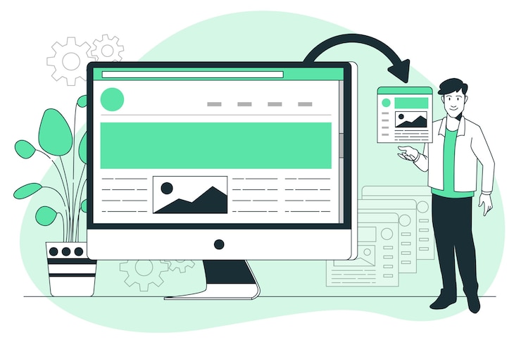 Vecteur gratuit illustration de concept de microsites