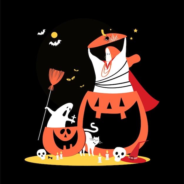 Vecteur gratuit illustration de concept mignon jour halloween