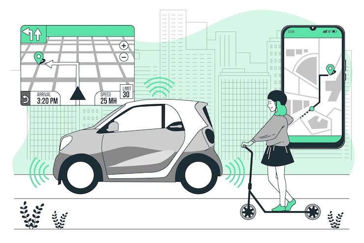 Vecteur gratuit illustration de concept de mobilité intelligente
