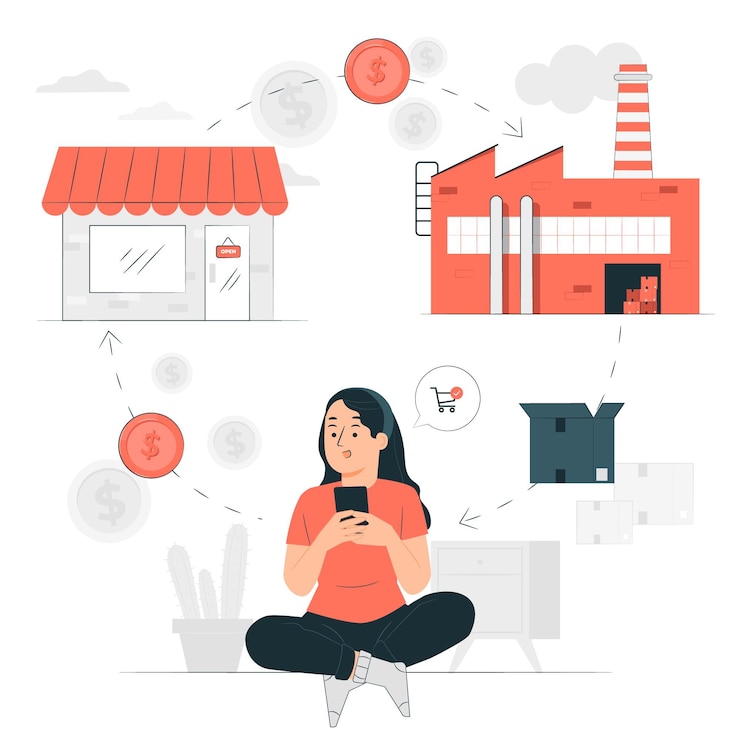 Vecteur gratuit illustration de concept de modèle de livraison directe