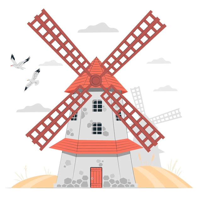 Illustration De Concept De Moulin à Vent