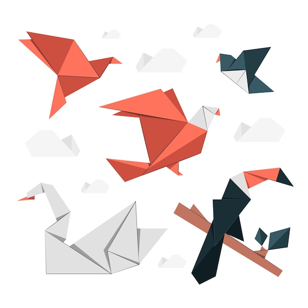 Illustration de concept oiseau origami