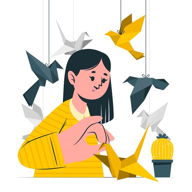 Illustration de concept oiseau origami