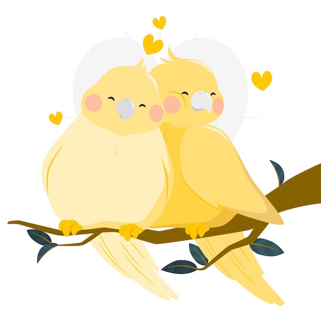 Vecteur gratuit illustration de concept oiseaux amoureux