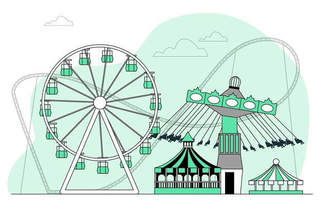 Illustration De Concept De Parc D'attractions