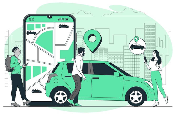Vecteur gratuit illustration de concept de partage de voiture