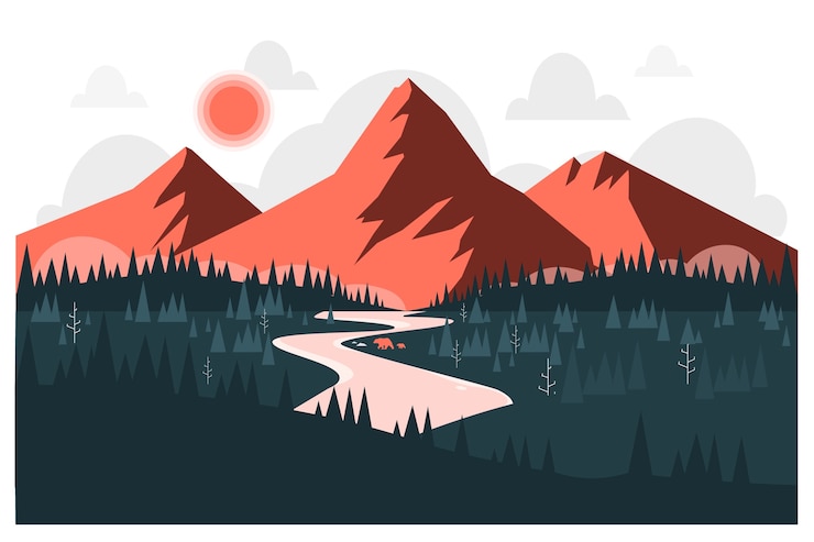 Vecteur gratuit illustration de concept de paysage de montagne