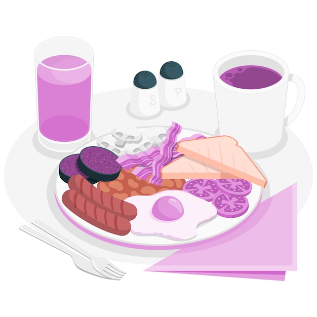 Vecteur gratuit illustration de concept de petit-déjeuner anglais