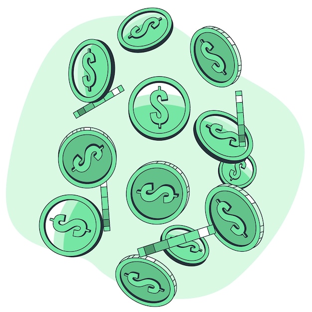 Illustration de concept de pièces en baisse