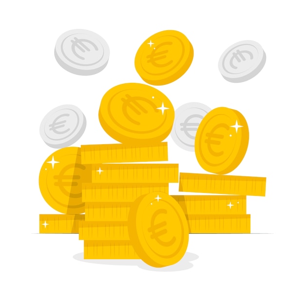 Vecteur gratuit illustration de concept de pièces en euros