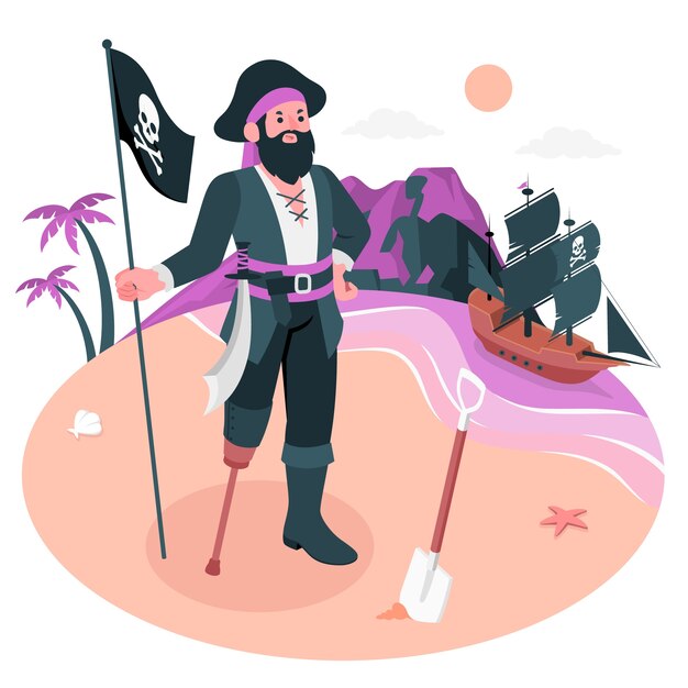 Vecteur gratuit illustration de concept de pirate
