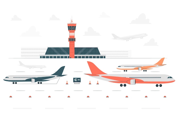 Vecteur gratuit illustration de concept de piste d'aéroport