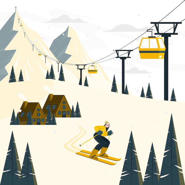 Vecteur gratuit illustration de concept de piste de ski design plat