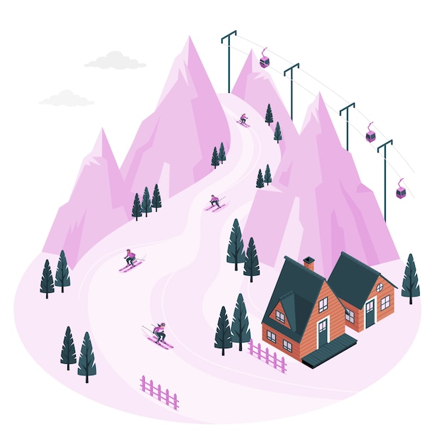 Vecteur gratuit illustration de concept de piste de ski