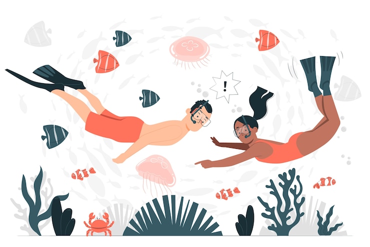 Vecteur gratuit illustration de concept de plongée amis