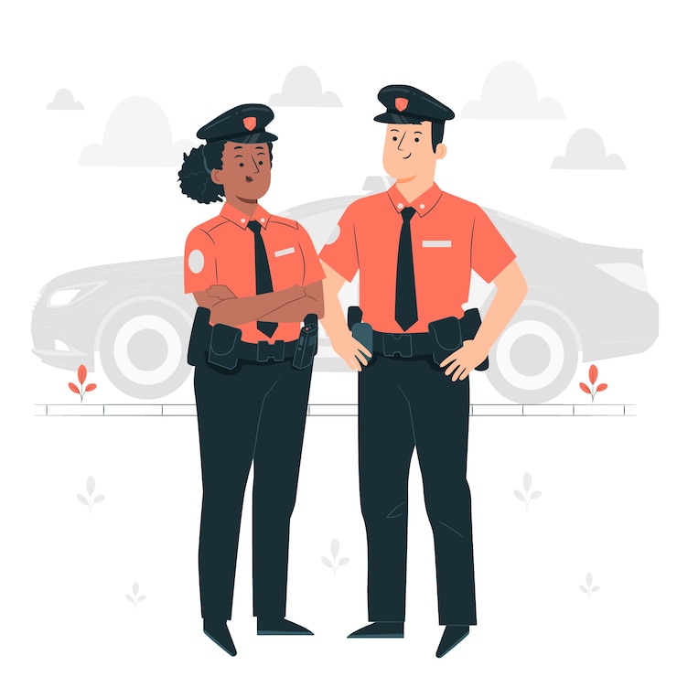 Vecteur gratuit illustration de concept policier et policière