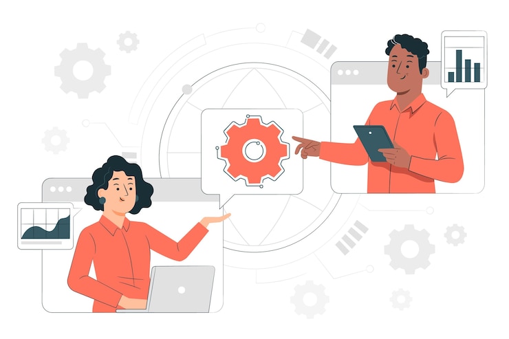 Vecteur gratuit illustration de concept de pourparlers technologiques en ligne