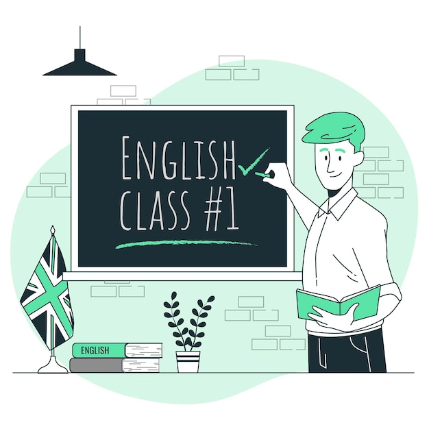 Vecteur gratuit illustration de concept de professeur d'anglais