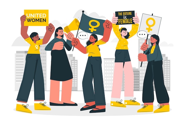 Vecteur gratuit illustration de concept de protestation de la journée des femmes