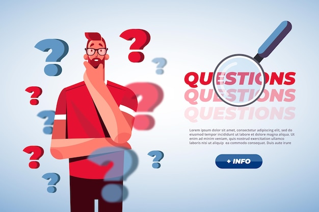 Illustration de concept de questions plates