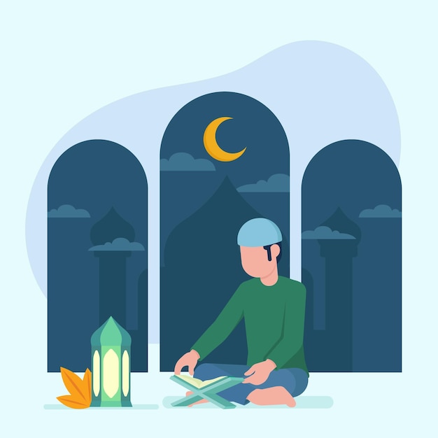 Vecteur gratuit illustration de concept de ramadan plat organique