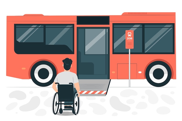 Vecteur gratuit illustration de concept de rampe pour fauteuil roulant de bus