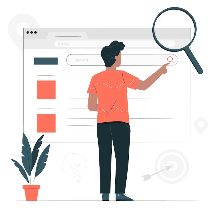 Vecteur gratuit illustration de concept de recherche web