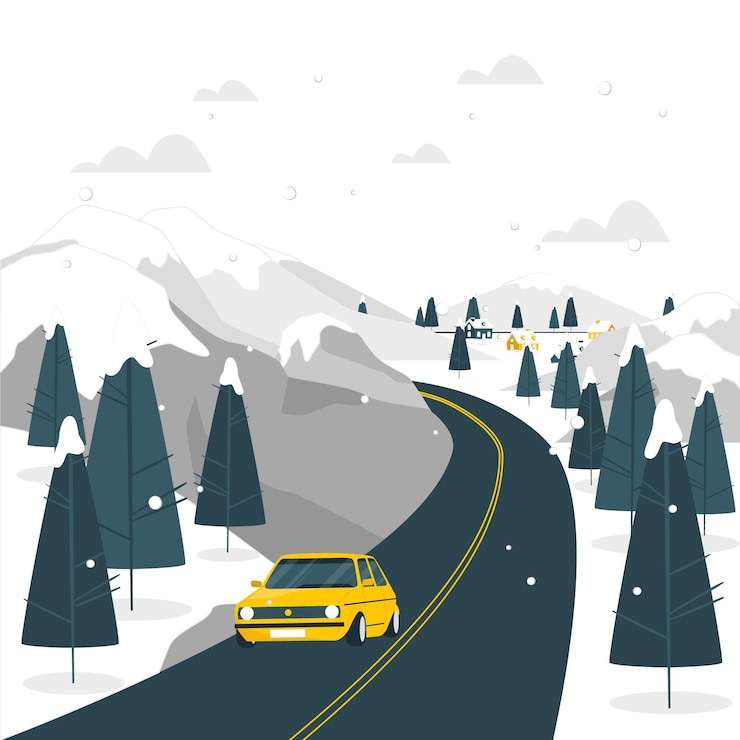 Vecteur gratuit illustration de concept de route d'hiver