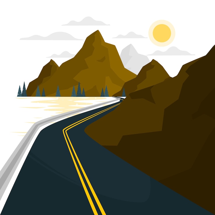 Vecteur gratuit illustration de concept de route de montagne