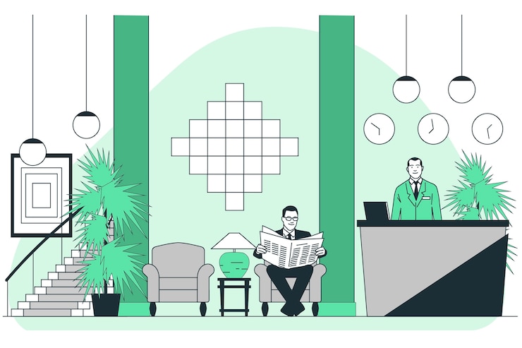 Vecteur gratuit illustration de concept de salle d'hôtel