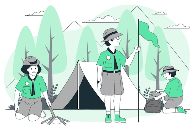 Vecteur gratuit illustration de concept de scouts