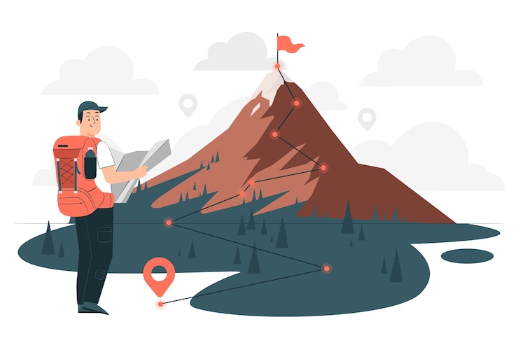 Vecteur gratuit illustration de concept de sentier de randonnée