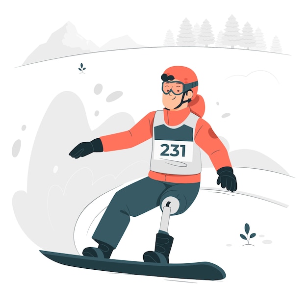 Vecteur gratuit illustration de concept de snowboard para