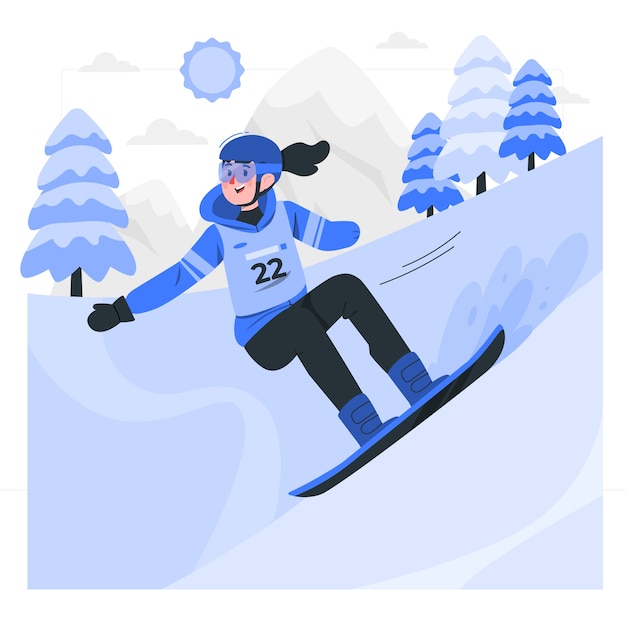 Vecteur gratuit illustration de concept de snowboard para