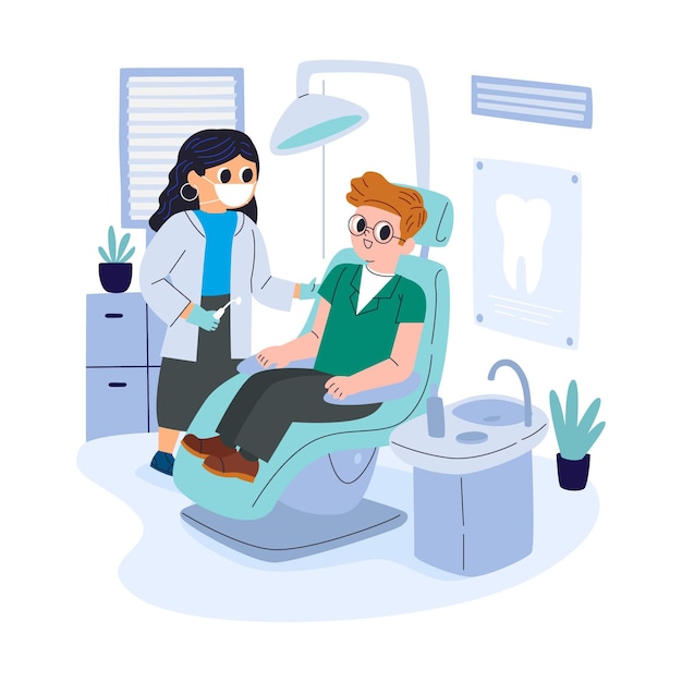 Illustration de concept de soins dentaires de dessin animé