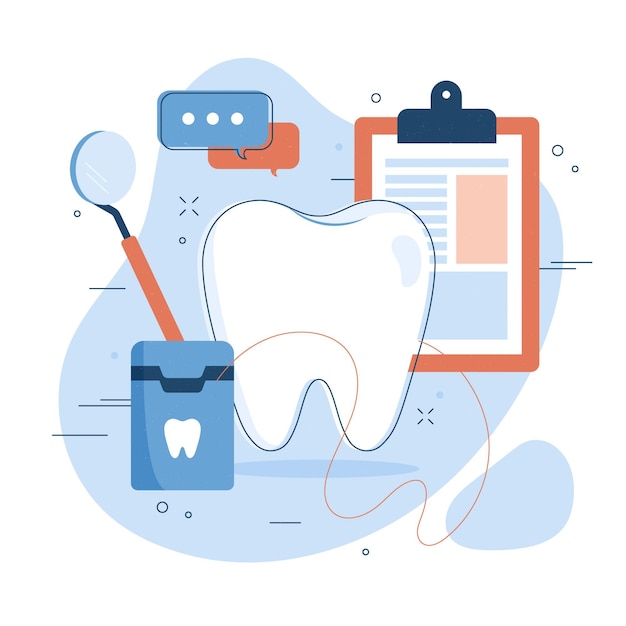 Illustration de concept de soins dentaires plats