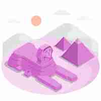 Vecteur gratuit illustration de concept de sphinx et de pyramide