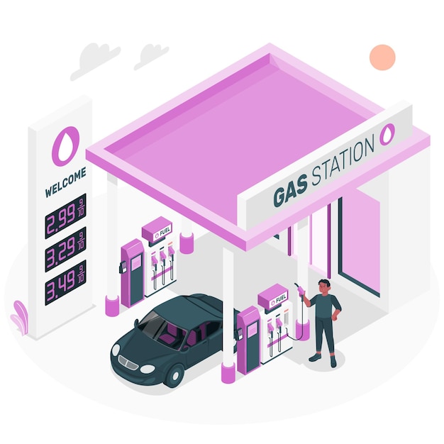 Vecteur gratuit illustration de concept de station-service