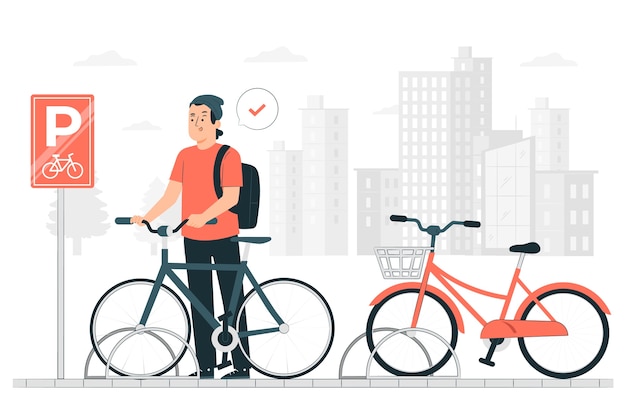 Vecteur gratuit illustration de concept de stationnement de vélo