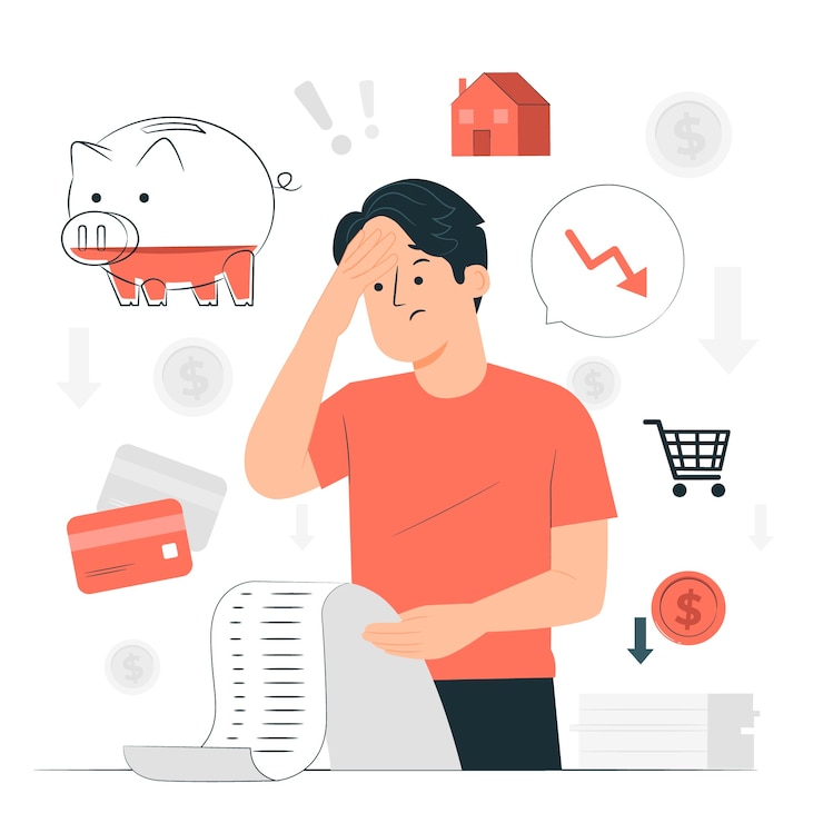 Vecteur gratuit illustration de concept de stress argent