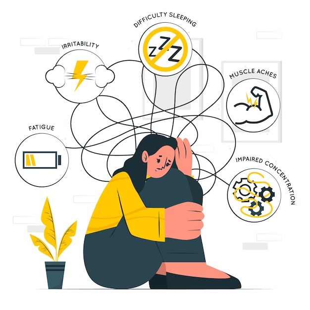 Vecteur gratuit illustration de concept de symptômes d'anxiété