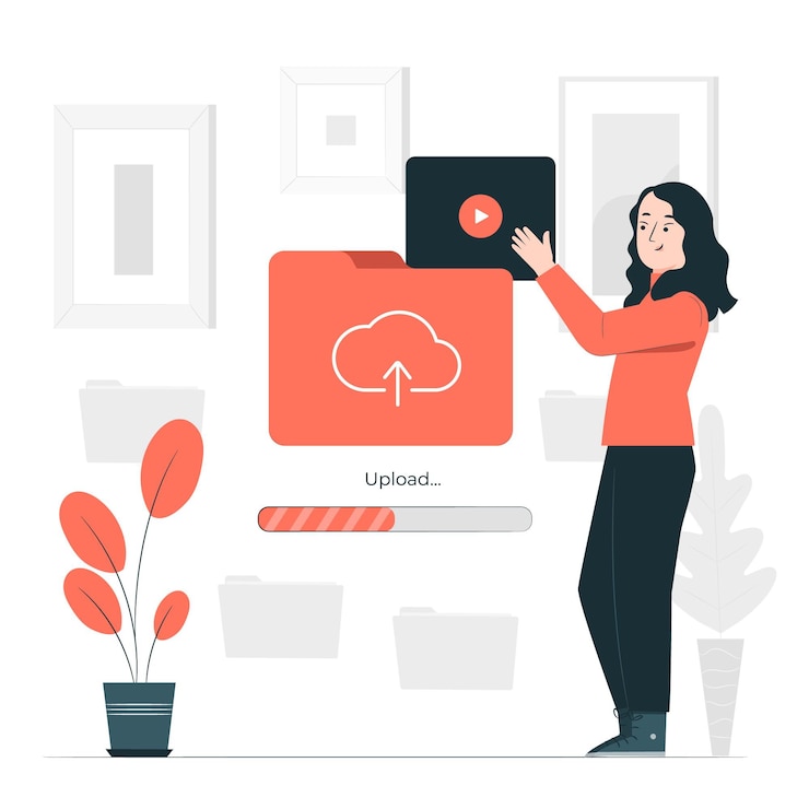 Vecteur gratuit illustration de concept de téléchargement vidéo