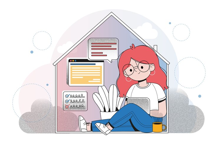 Vecteur gratuit illustration de concept de télétravail