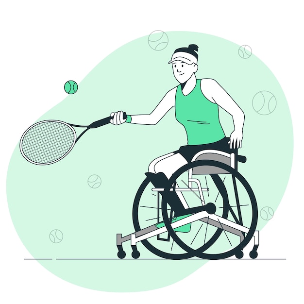 Vecteur gratuit illustration de concept de tennis en fauteuil roulant