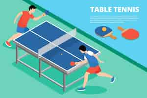 Vecteur gratuit illustration de concept de tennis de table avec des adversaires