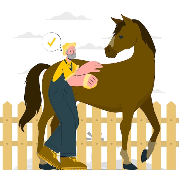 Illustration De Concept De Toilettage De Chevaux