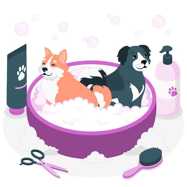 Vecteur gratuit illustration de concept de toilettage pour animaux de compagnie