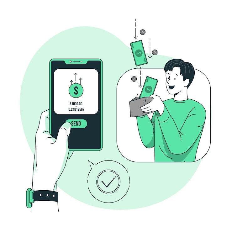 Vecteur gratuit illustration de concept de transfert d'argent