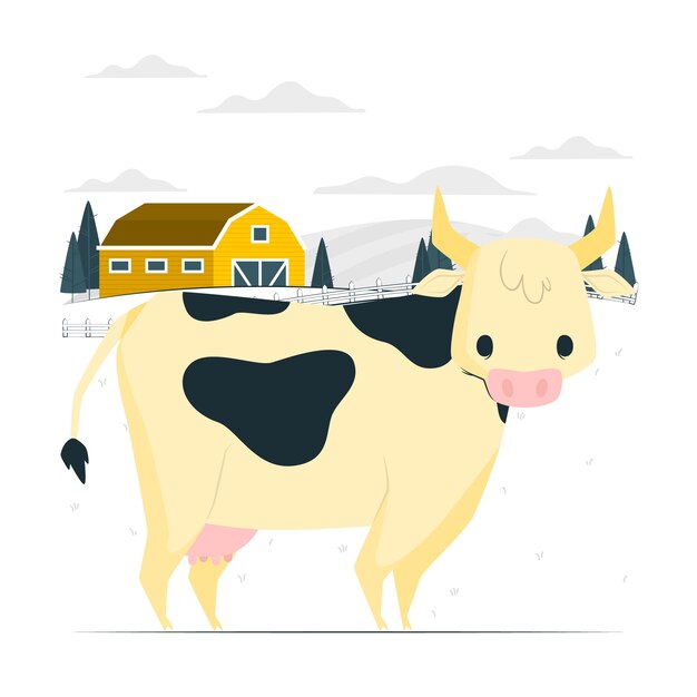 Vecteur gratuit illustration de concept de vache